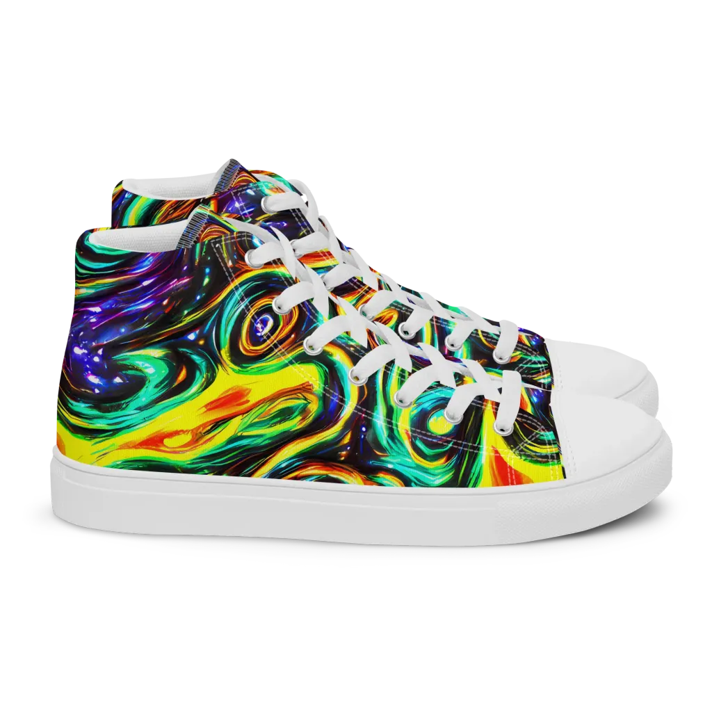 Warped Aurora on Women's High Top Canvas Shoes — Right