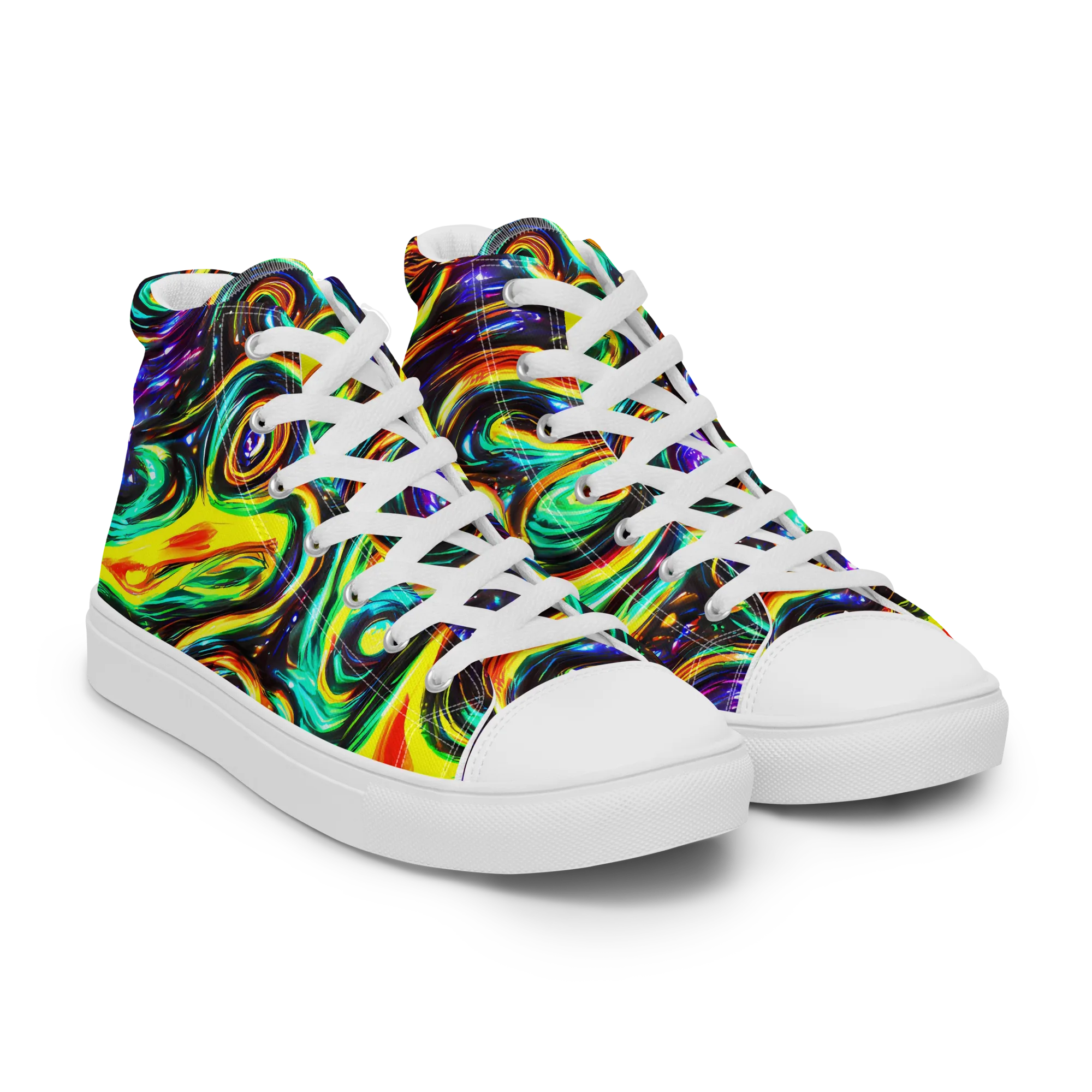 Warped Aurora on Women's High Top Canvas Shoes — Right Front