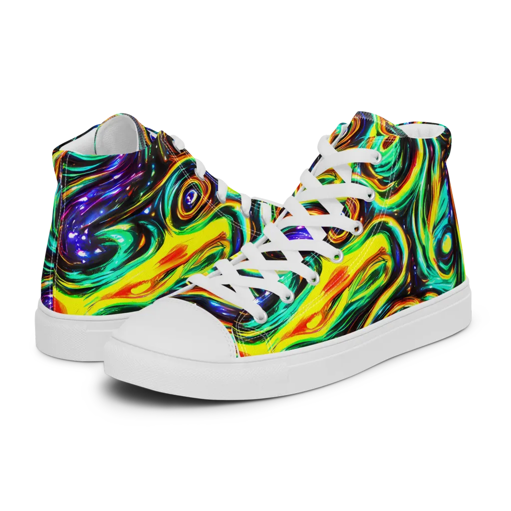 Warped Aurora on Women's High Top Canvas Shoes — Left