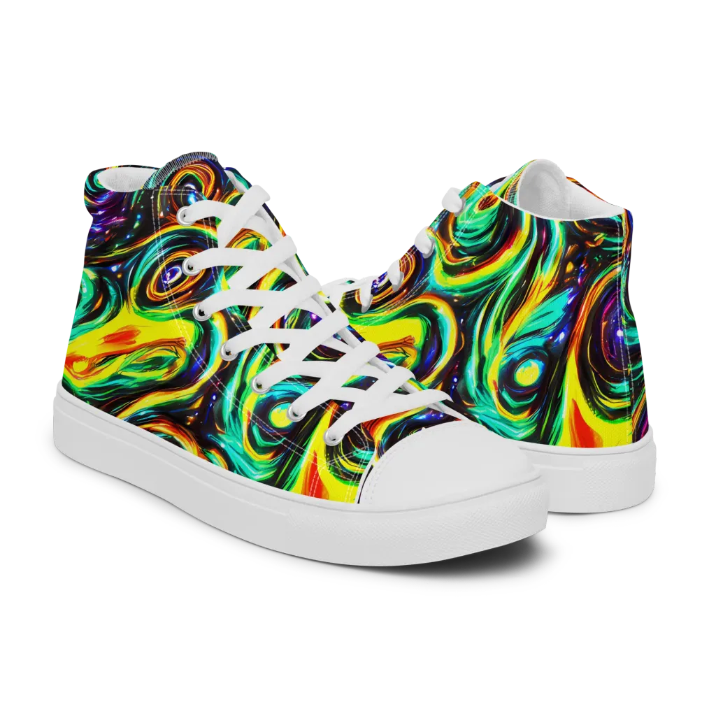 Warped Aurora on Women's High Top Canvas Shoes — Right