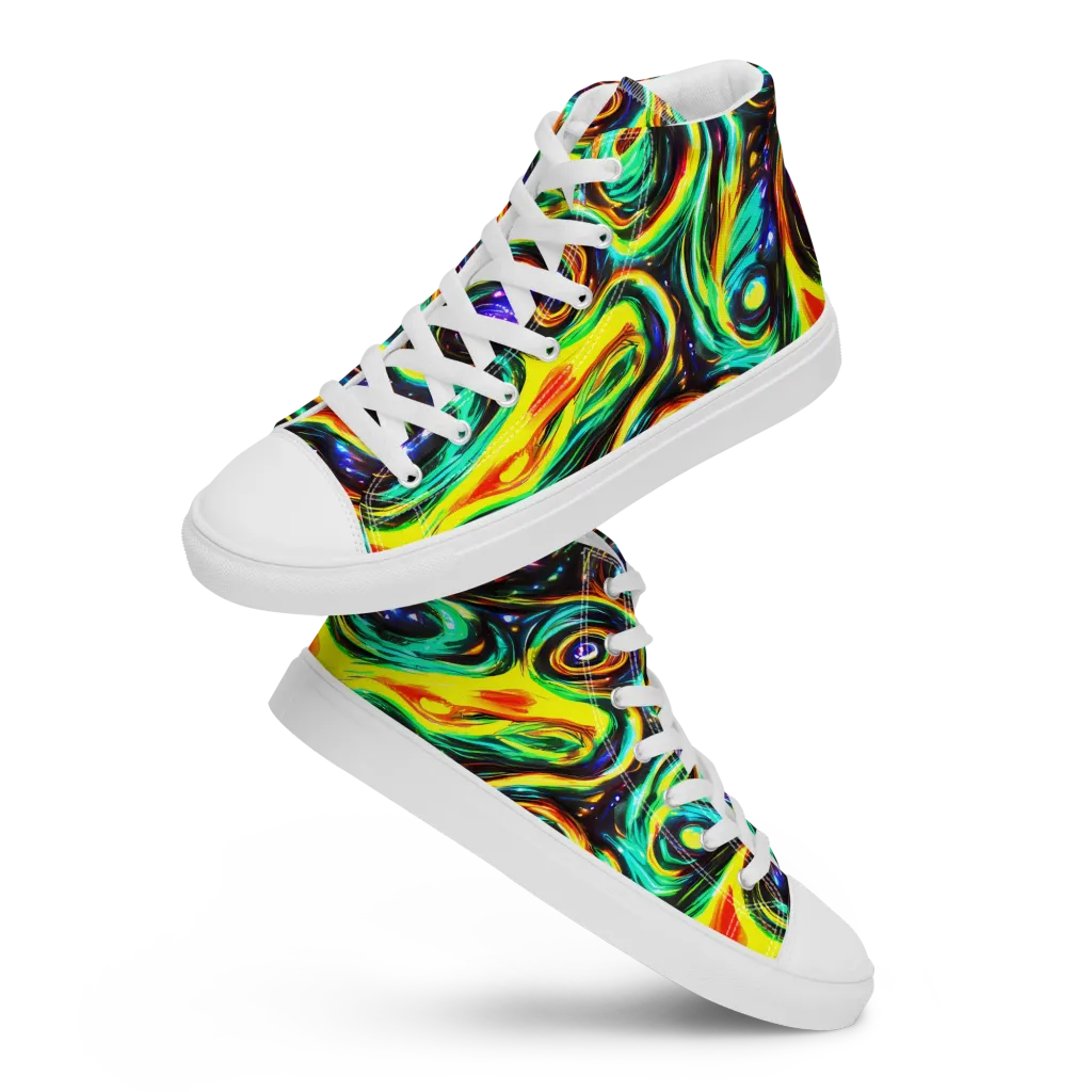 Warped Aurora on Women's High Top Canvas Shoes — Front