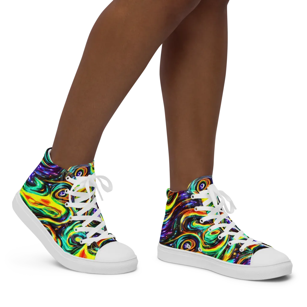 Warped Aurora on Women's High Top Canvas Shoes — Right