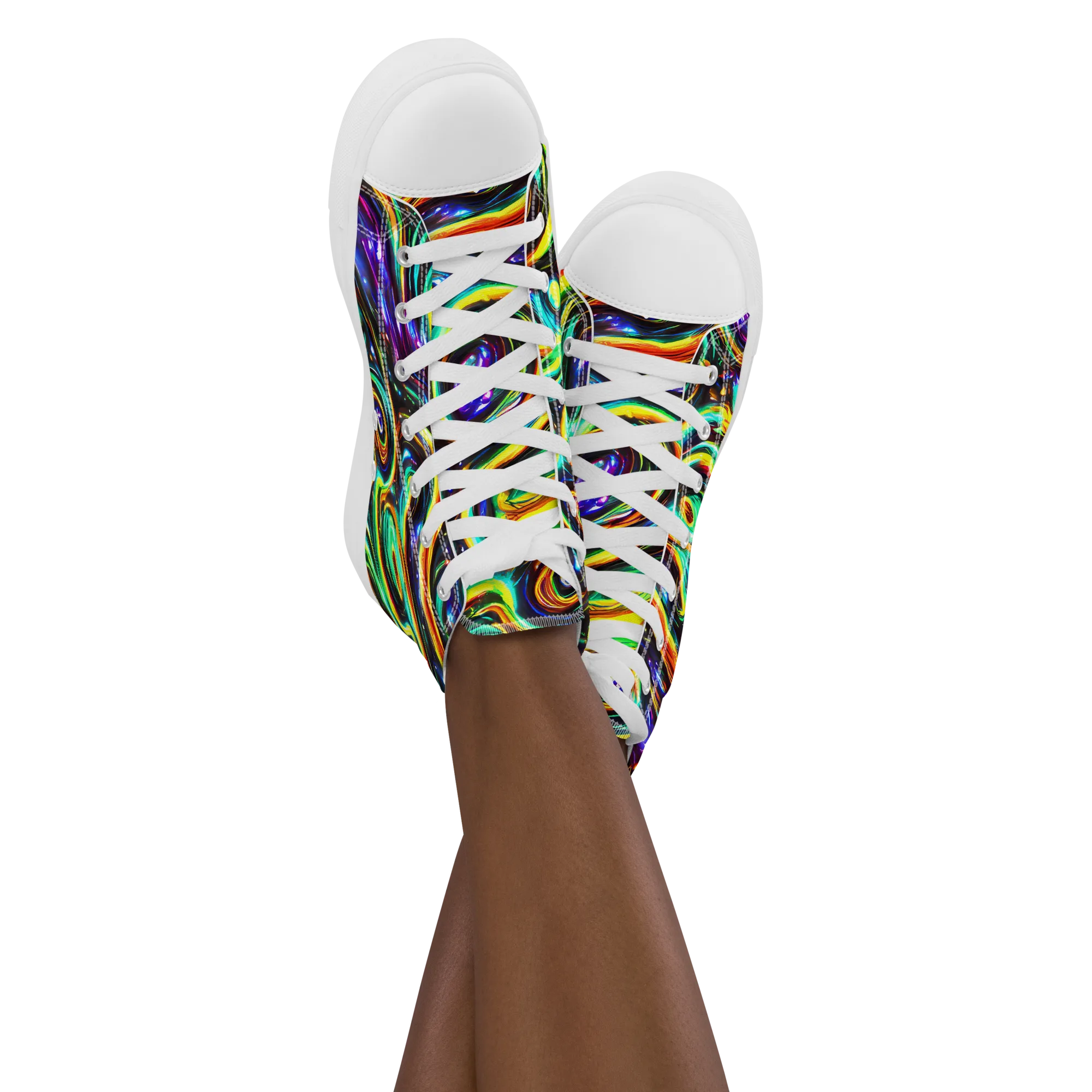 Warped Aurora on Women's High Top Canvas Shoes — Front