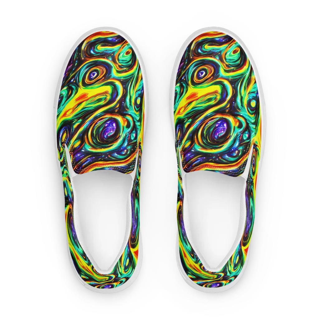 Warped Aurora on Men's Slip-On Canvas Shoes — Front