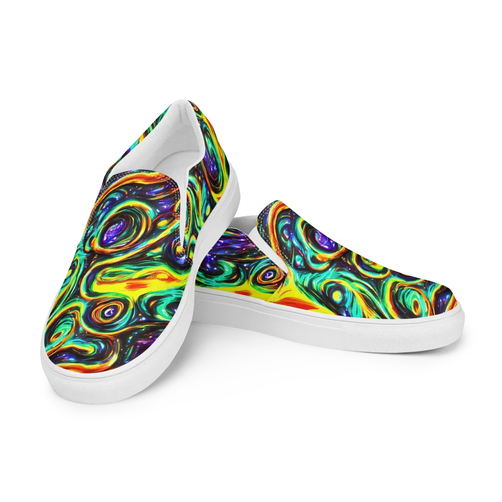 Warped Aurora on Men's Slip-On Canvas Shoes — Left Front