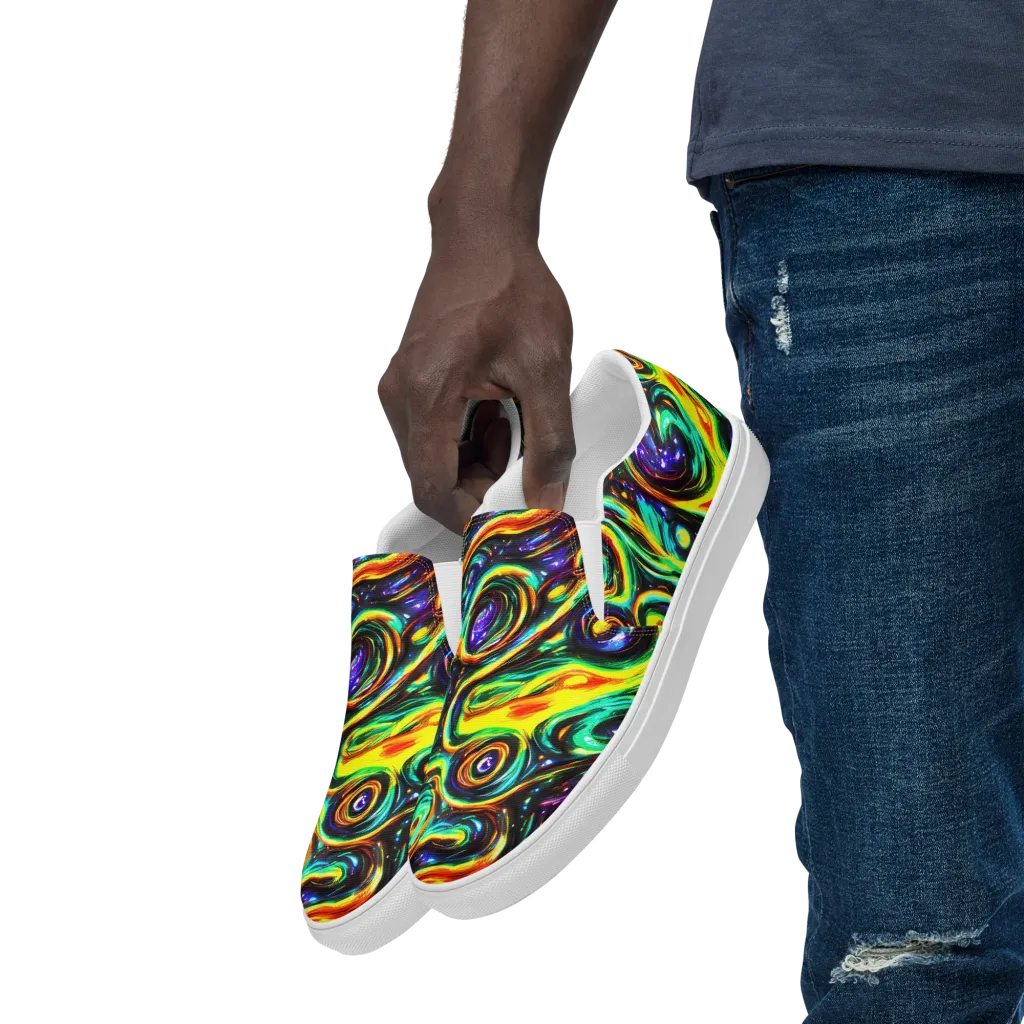 Warped Aurora on Men's Slip-On Canvas Shoes — Left Front