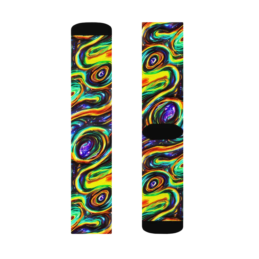 Warped Aurora on Socks — Left Sock