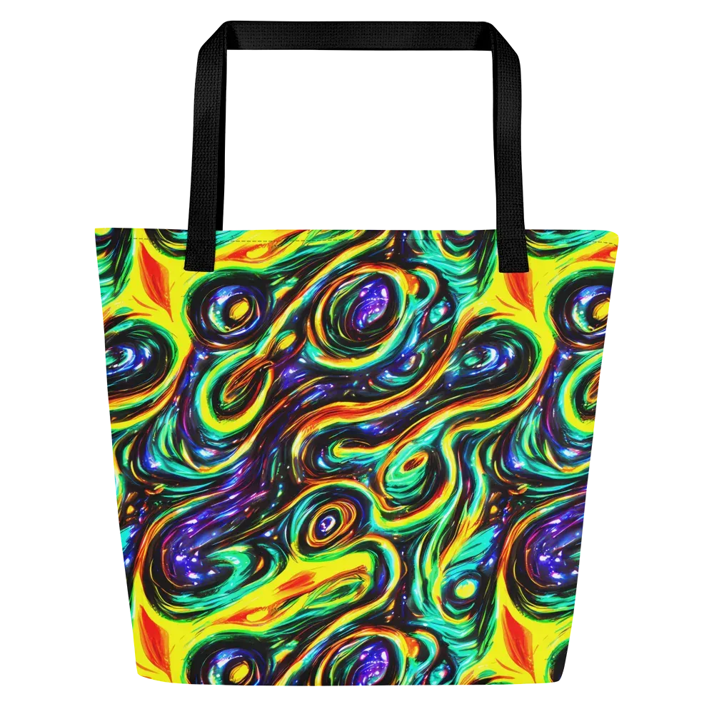 Warped Aurora on Large Tote Bag W/ Pocket — Front