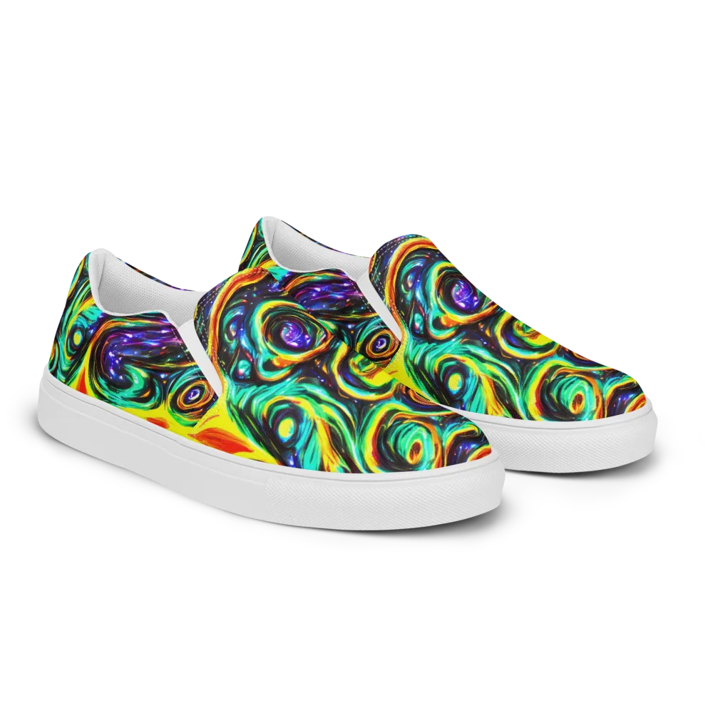 Warped Aurora on Women's Slip-On Canvas Shoes — Right Front