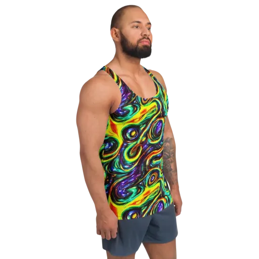 Warped Aurora on a Men's Tank Top
