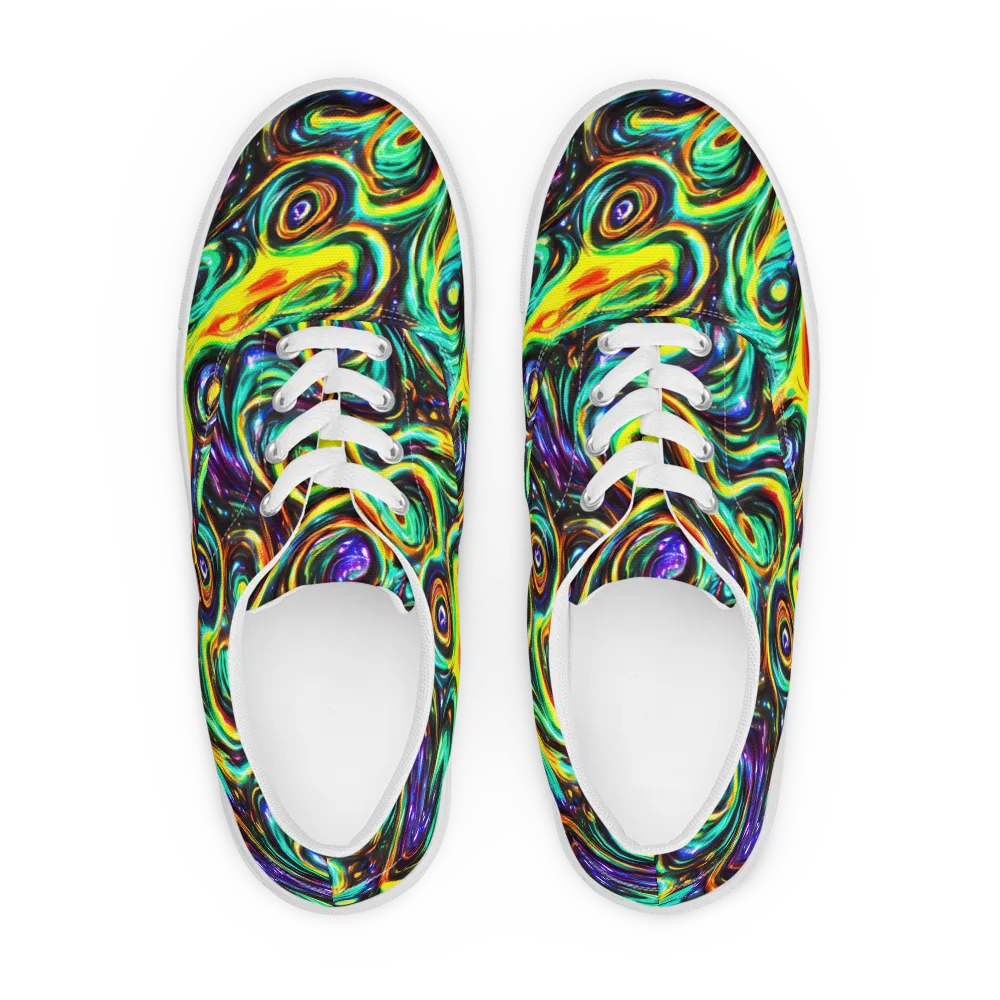 Warped Aurora on Men's Lace-Up Canvas Shoes — Front