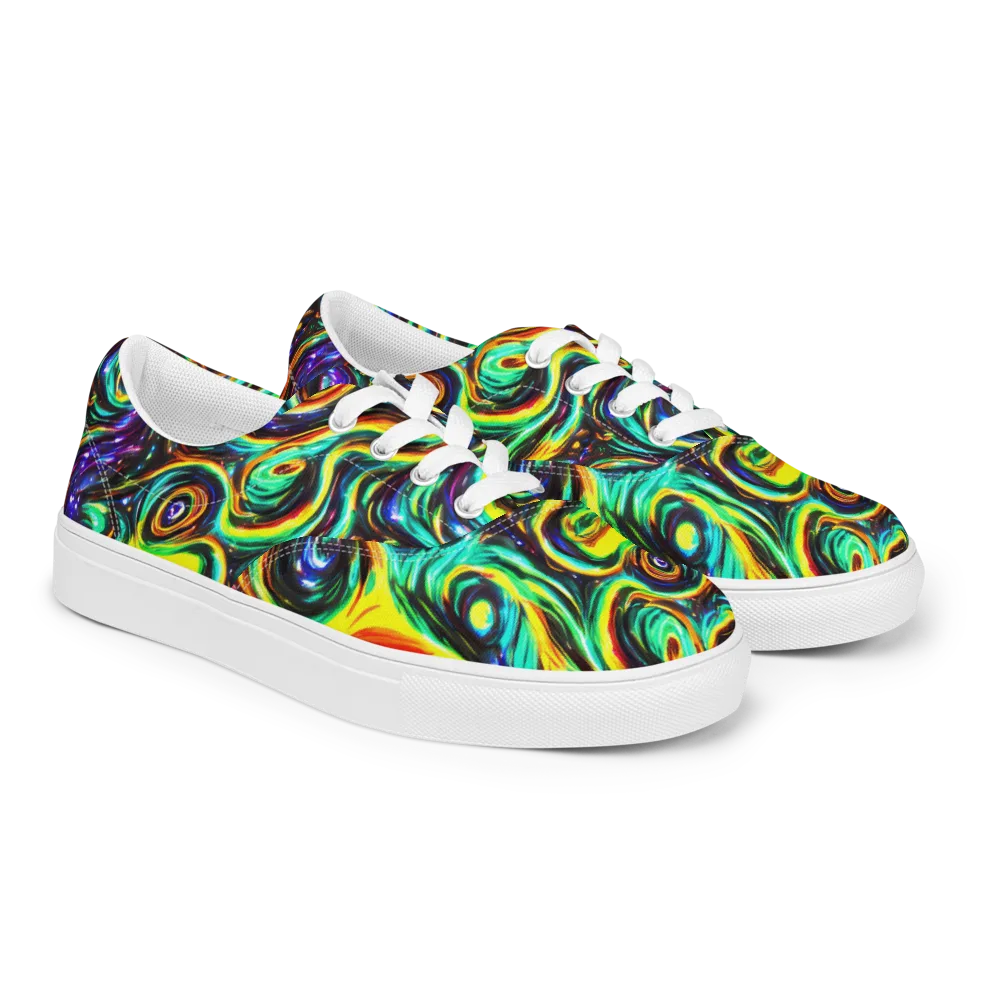 Warped Aurora on Men's Lace-Up Canvas Shoes — Right Front