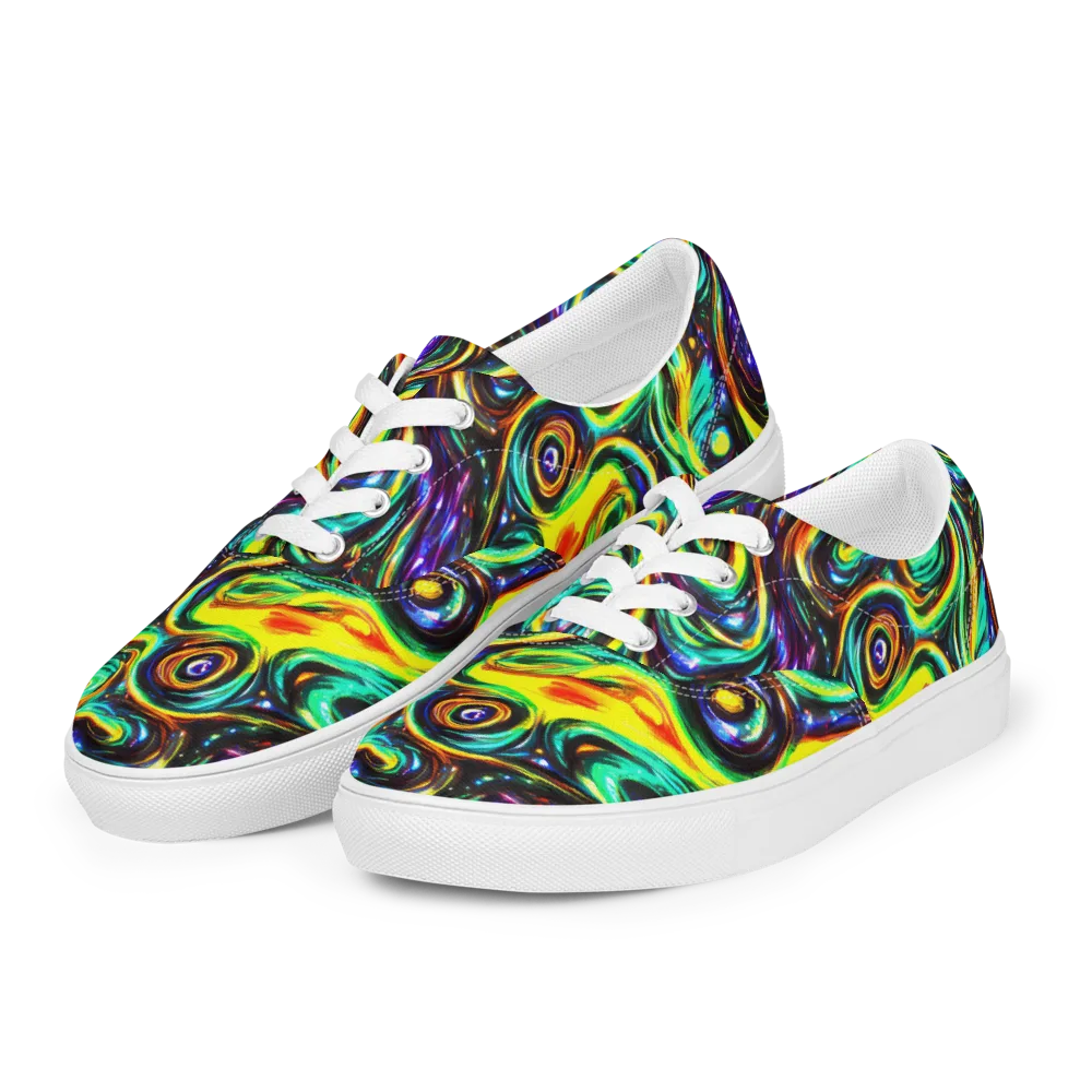 Warped Aurora on Men's Lace-Up Canvas Shoes — Left Front