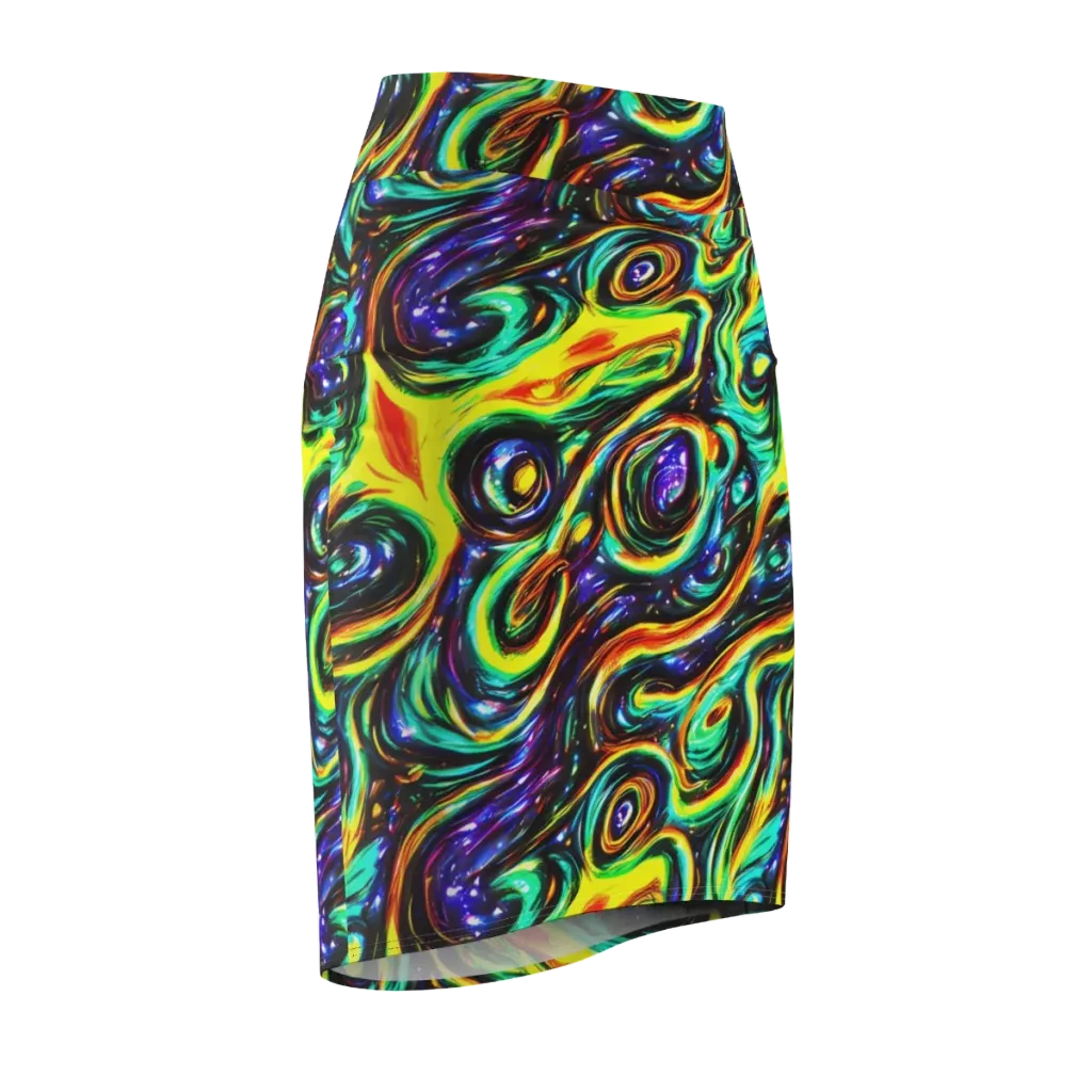 Warped Aurora on Pencil Skirt — Front Side