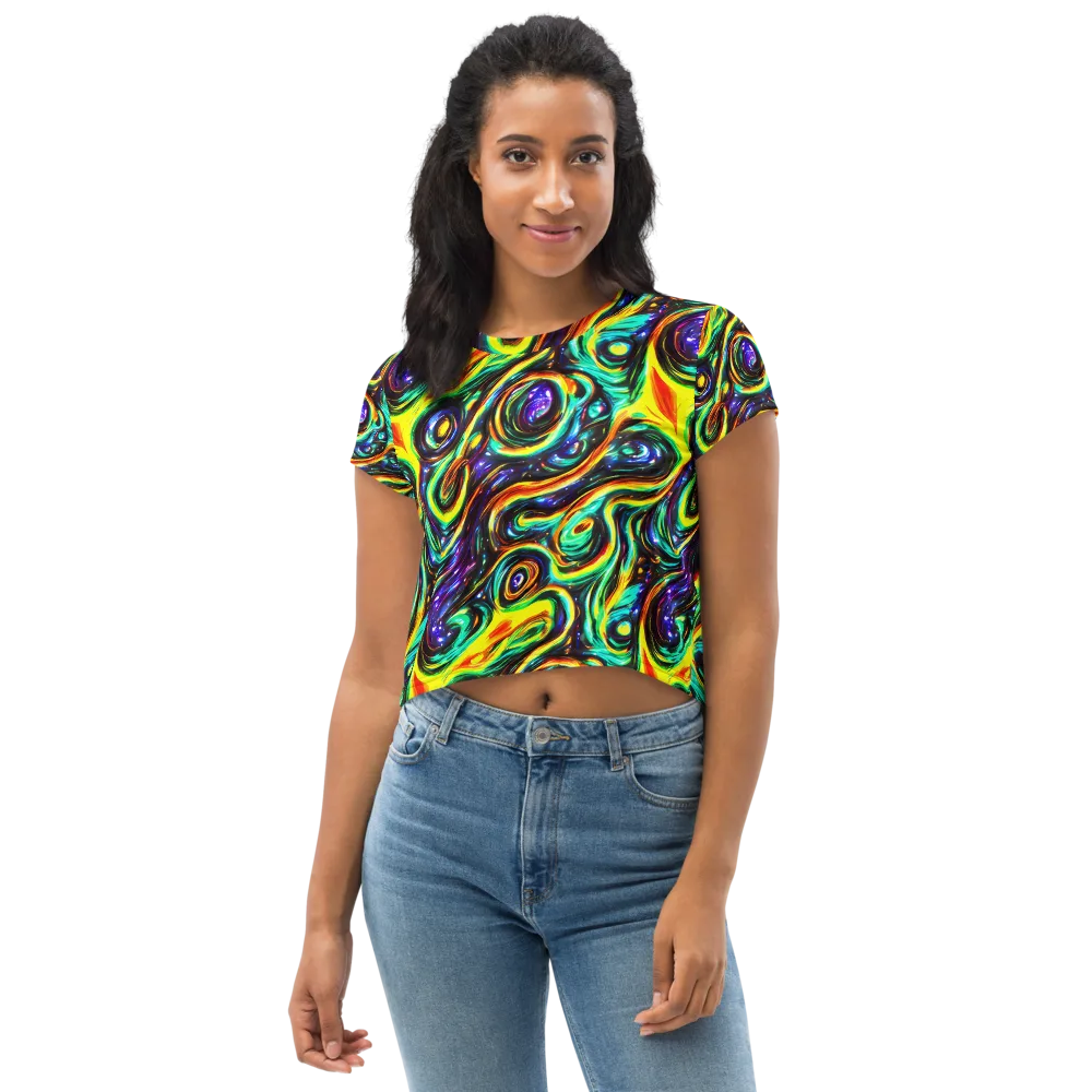 Warped Aurora on Crop Tee — Front