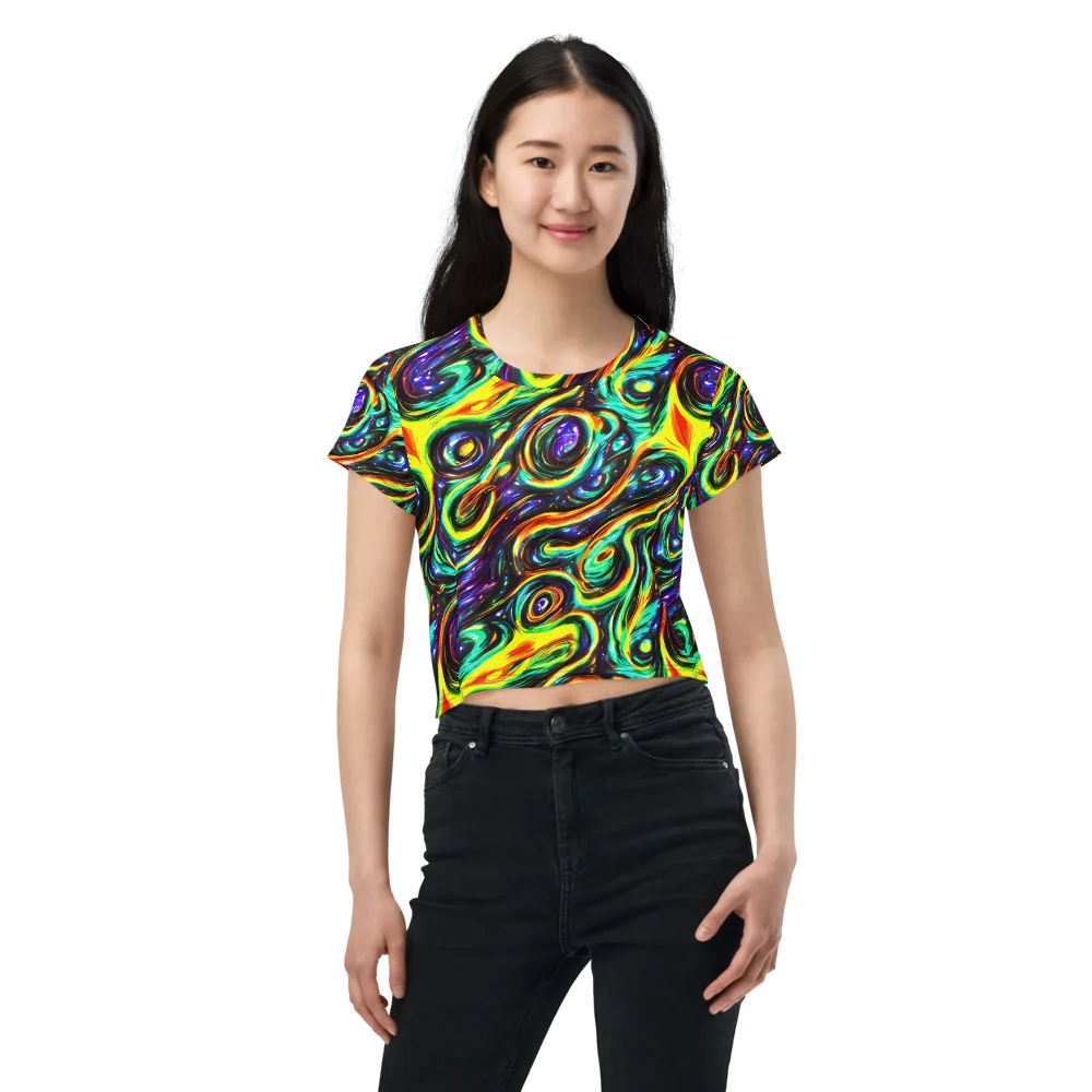 Warped Aurora on Crop Tee — Front