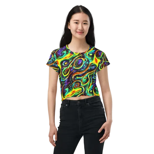 Warped Aurora on a Crop Tee