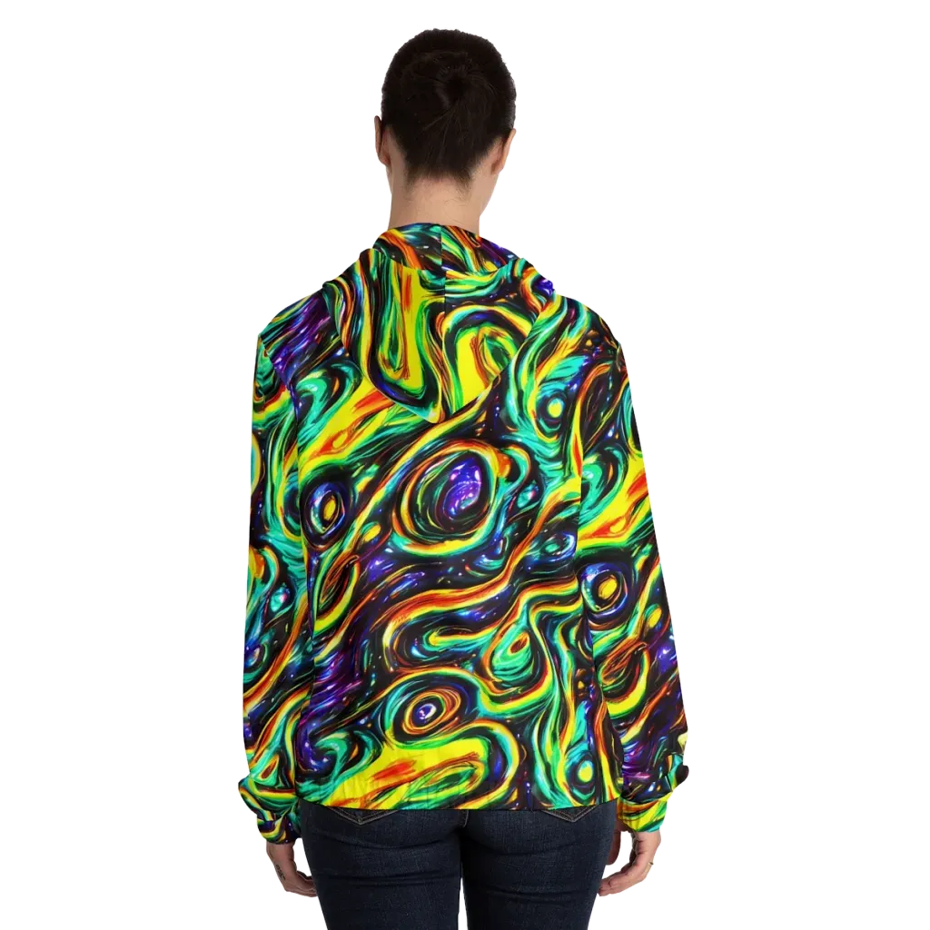 Warped Aurora on Women's Full-Zip Hoodie — Back On Person