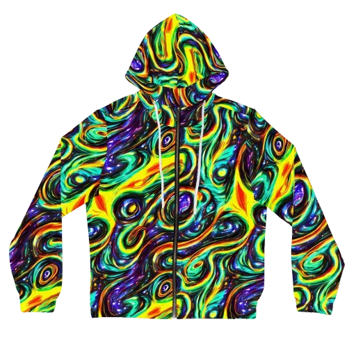Warped Aurora on a Women's Full-Zip Hoodie