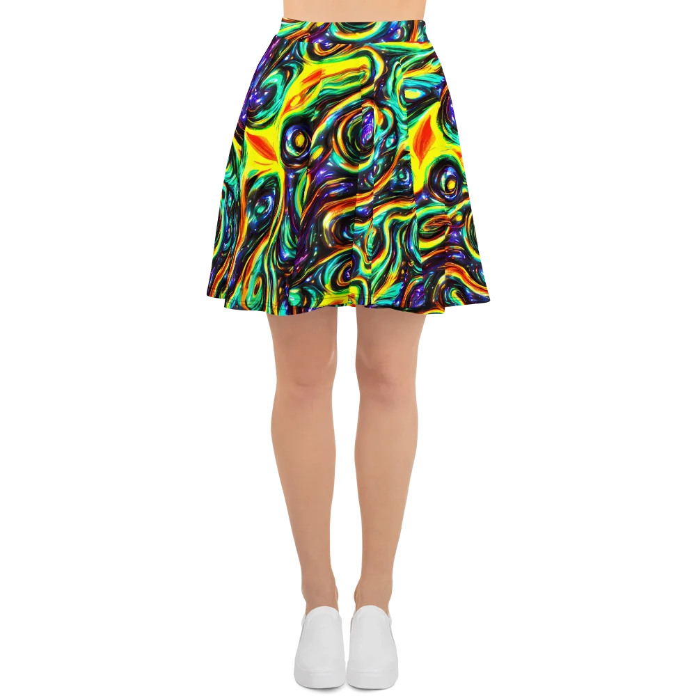 Warped Aurora on Skater Skirt — Front