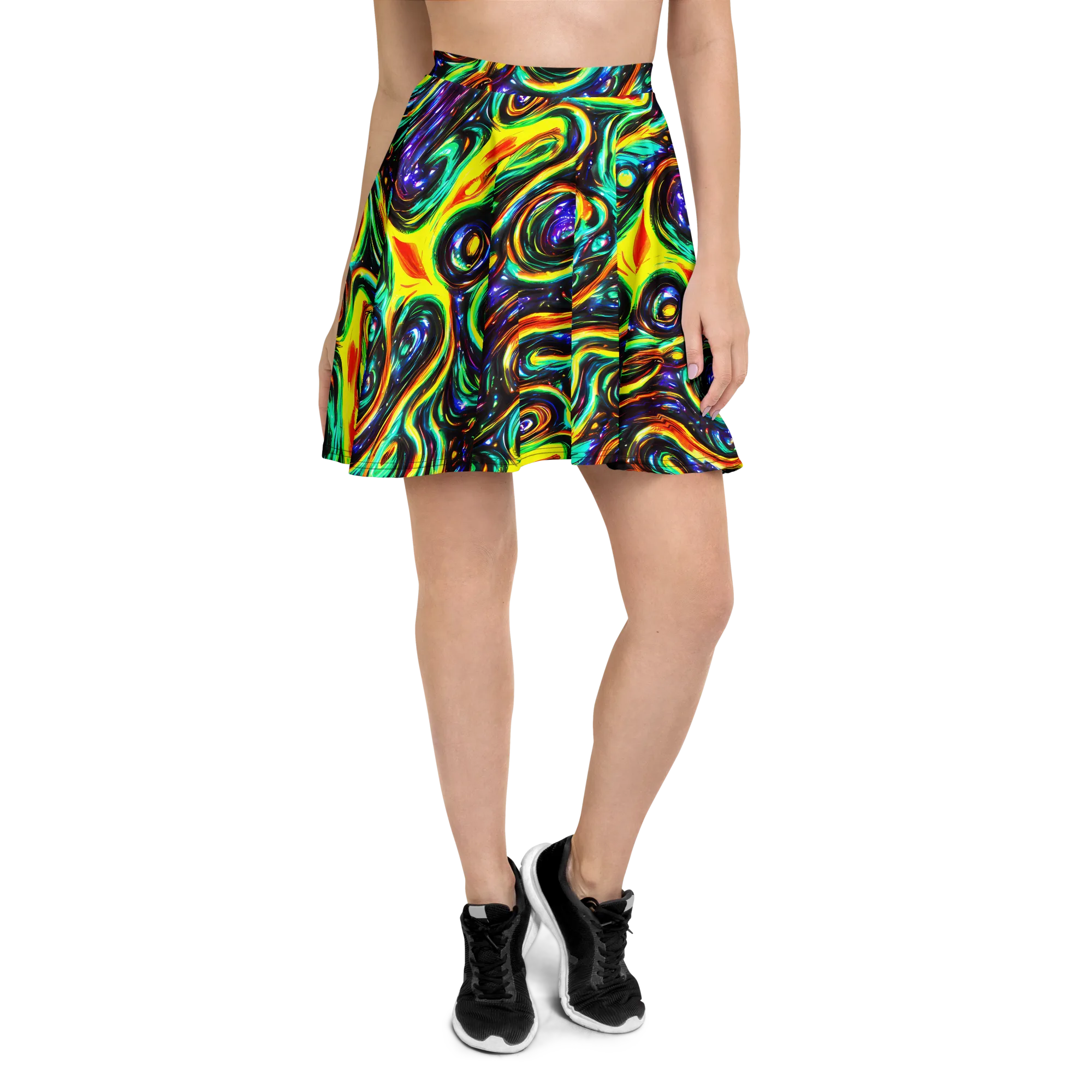 Warped Aurora on Skater Skirt — Front
