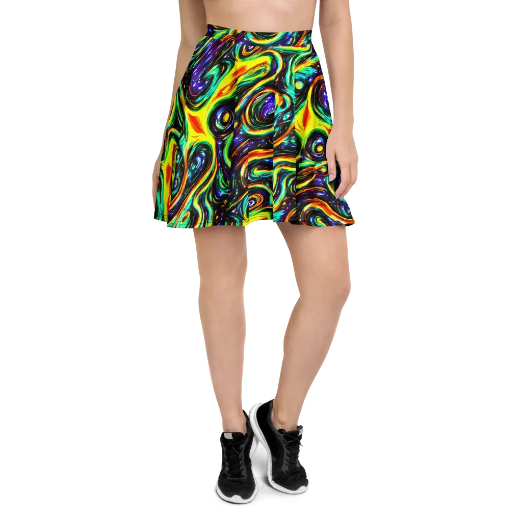 Warped Aurora on Skater Skirt — Front