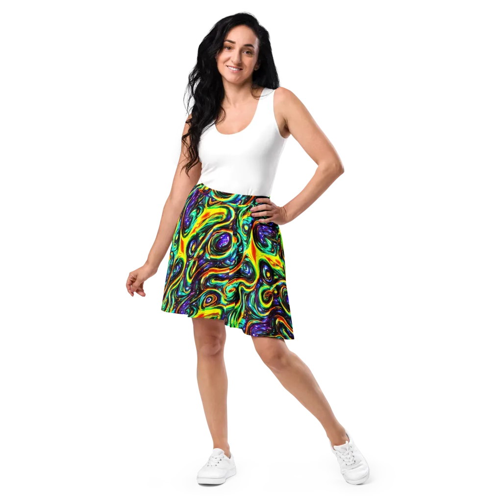 Warped Aurora on Skater Skirt — Front