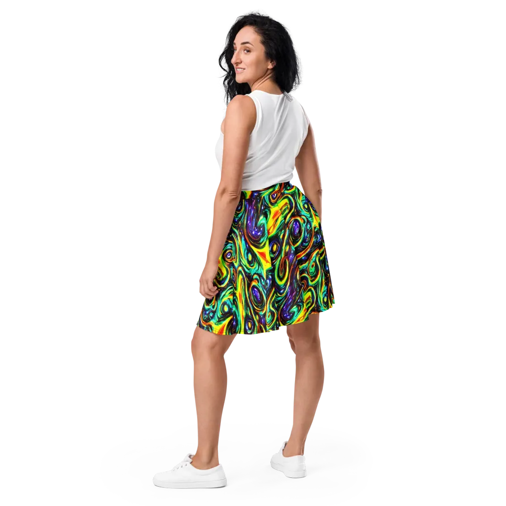 Warped Aurora on Skater Skirt — Back