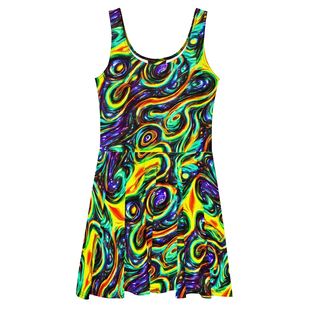 Warped Aurora on Skater Dress — Front