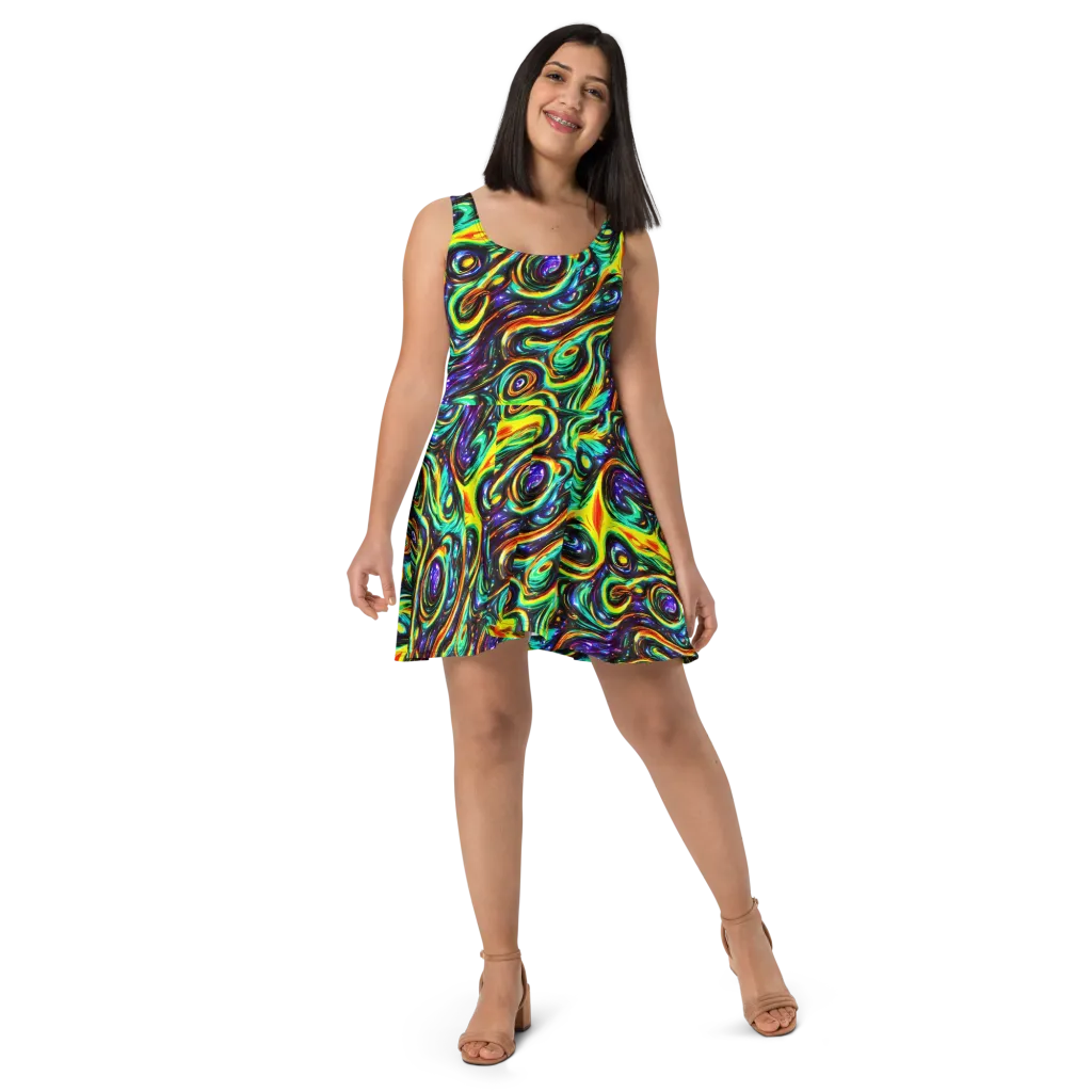 Warped Aurora on Skater Dress — Front
