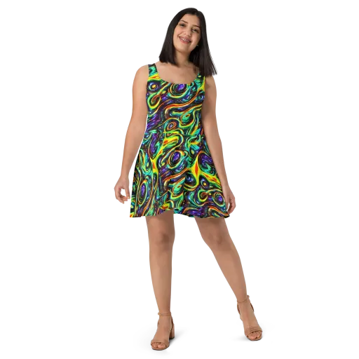 Warped Aurora on a Skater Dress