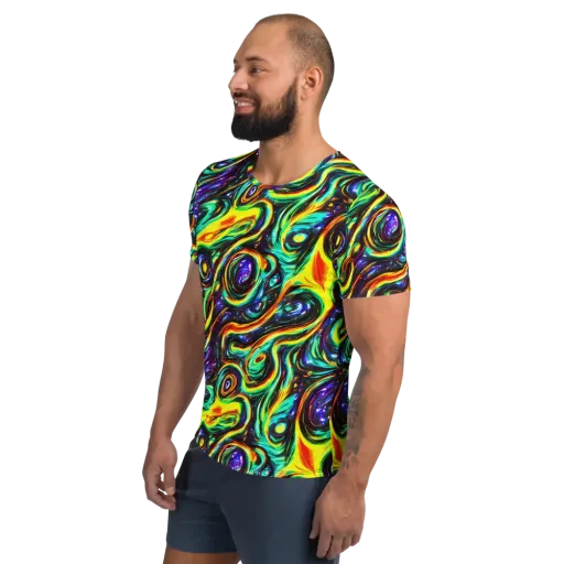 Warped Aurora on a Men's Athletic T-Shirt