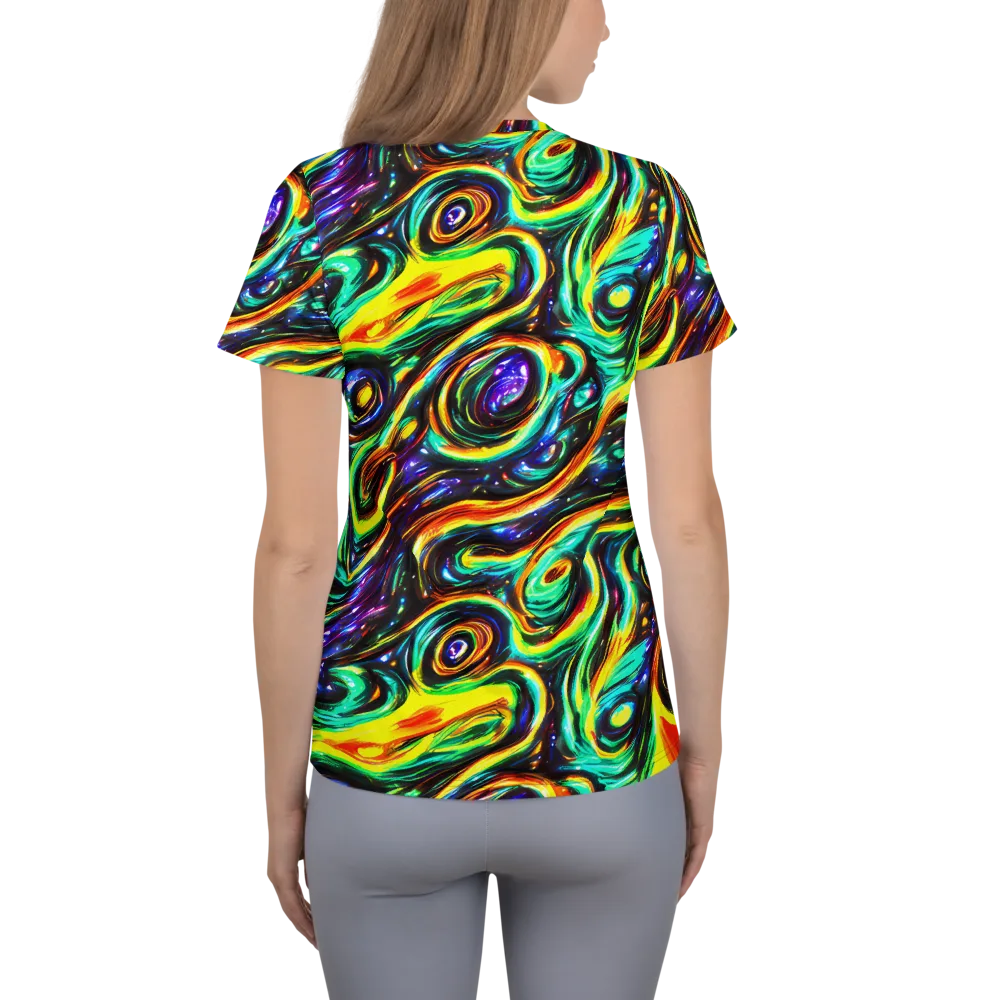 Warped Aurora on Women's Athletic T-Shirt — Back