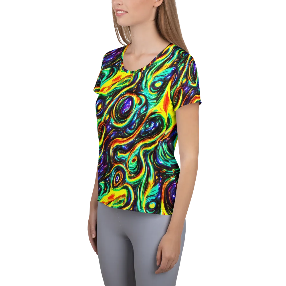 Warped Aurora on Women's Athletic T-Shirt — Left