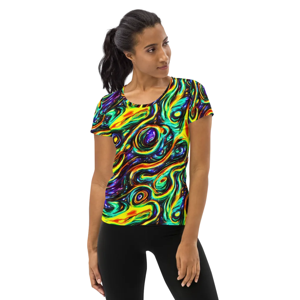 Warped Aurora on Women's Athletic T-Shirt — Front