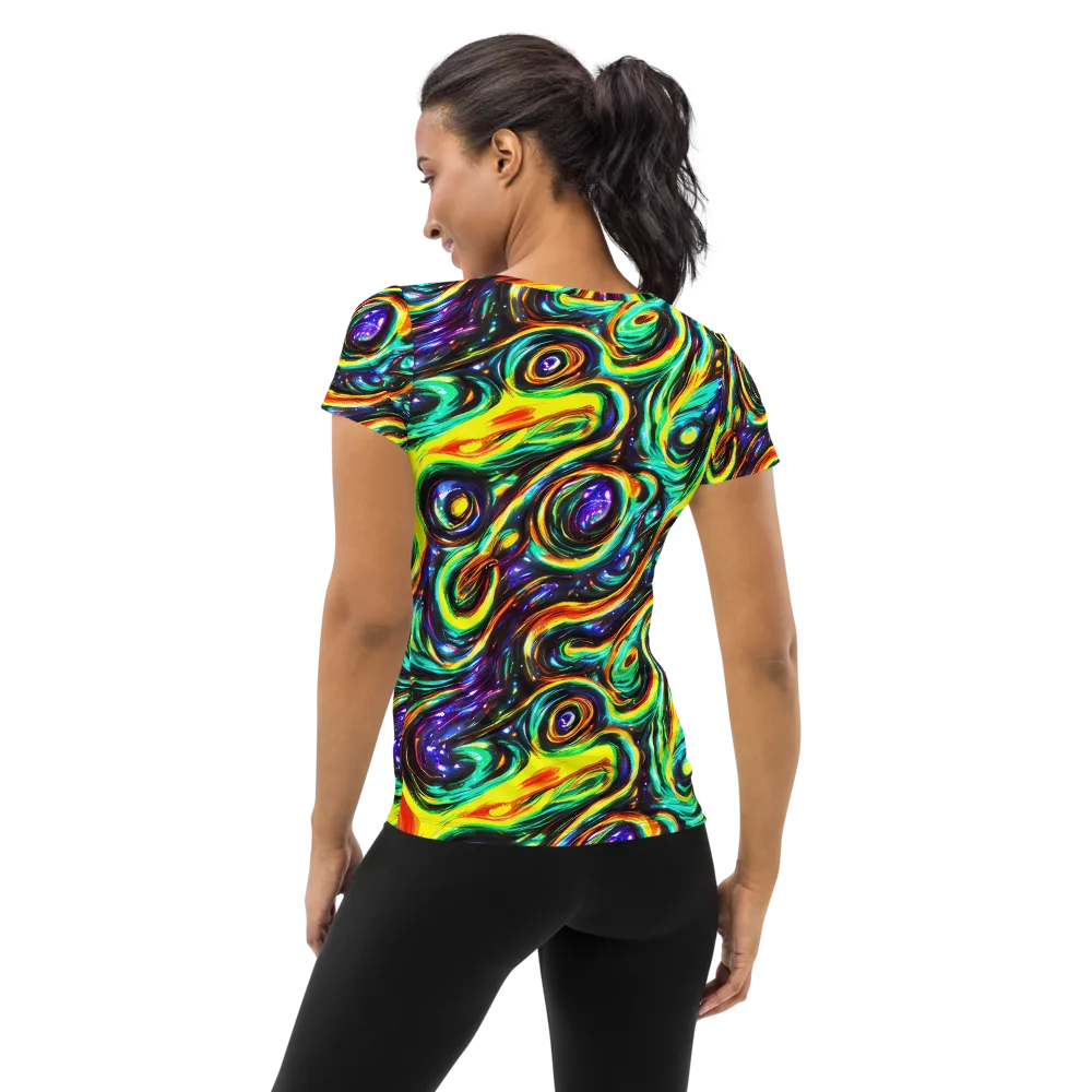 Warped Aurora on Women's Athletic T-Shirt — Back