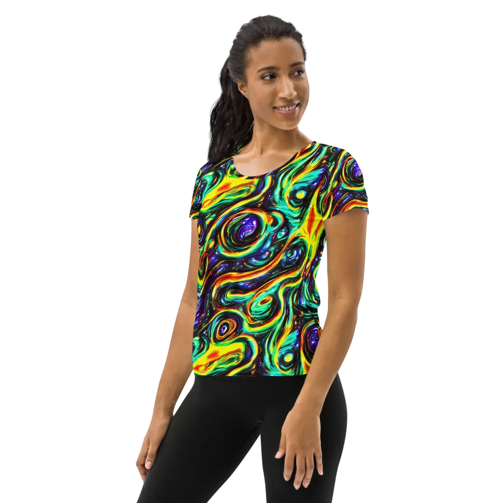 Warped Aurora on Women's Athletic T-Shirt — Left