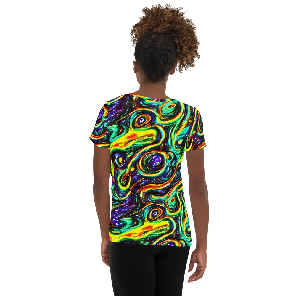 Warped Aurora on Women's Athletic T-Shirt — Back