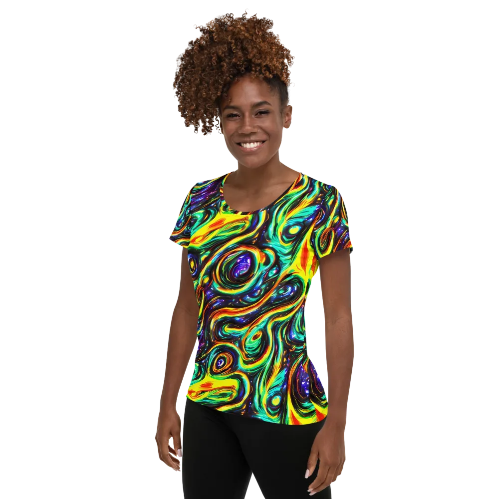 Warped Aurora on Women's Athletic T-Shirt — Left