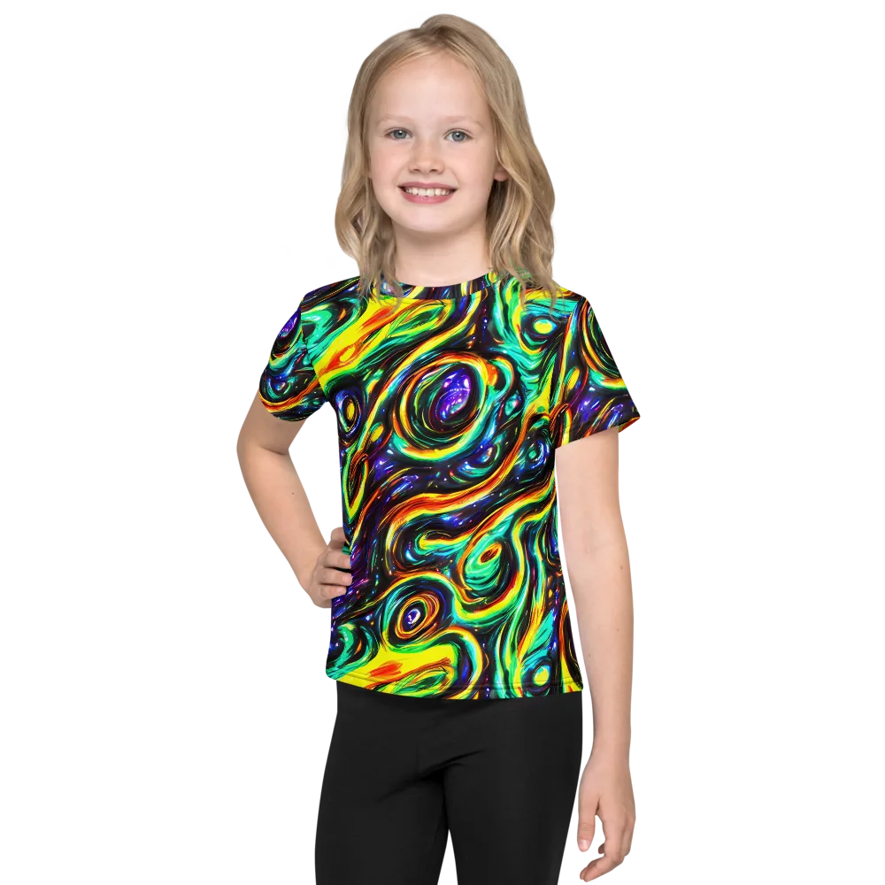 Warped Aurora on Kids Crew Neck T-Shirt — Front