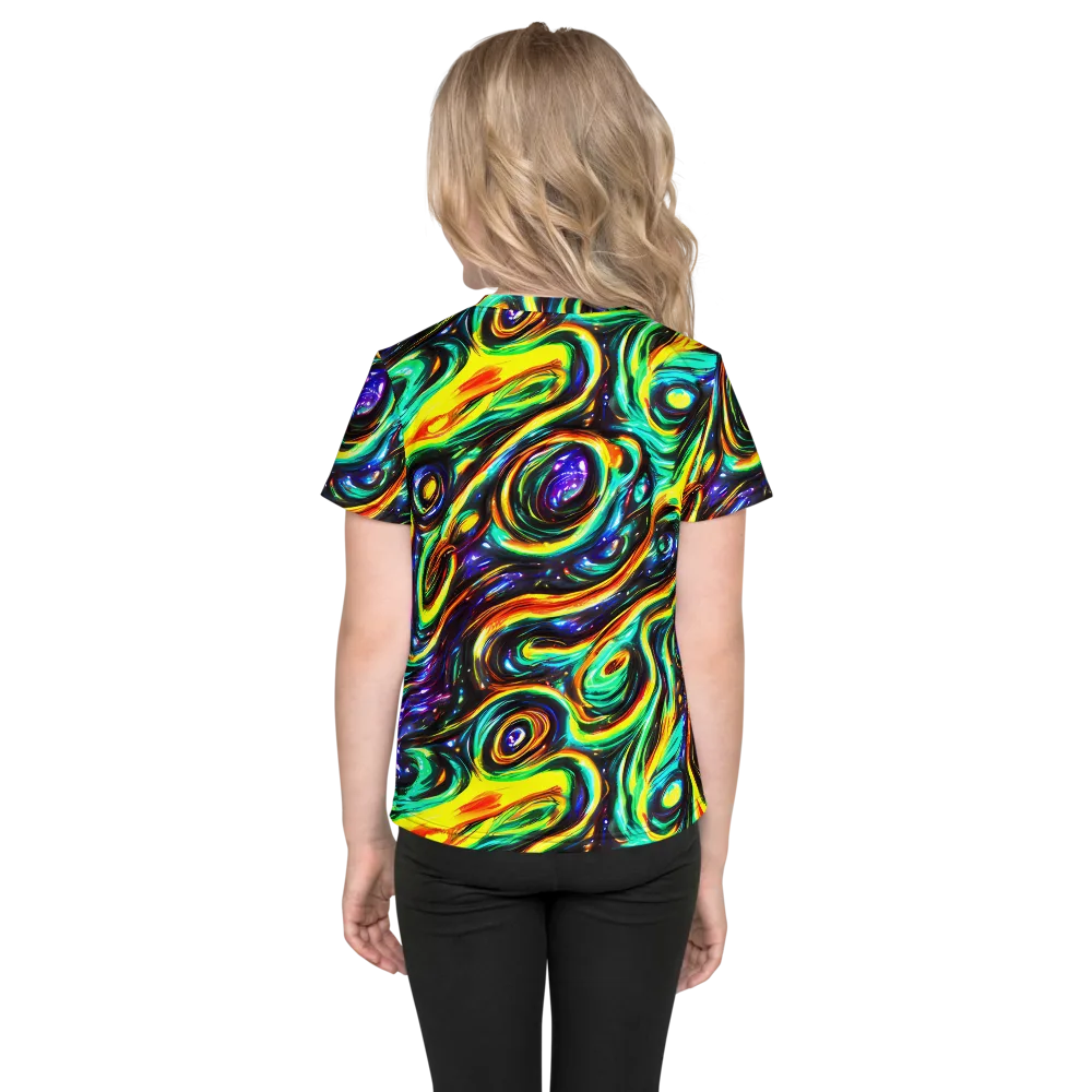 Warped Aurora on Kids Crew Neck T-Shirt — Back