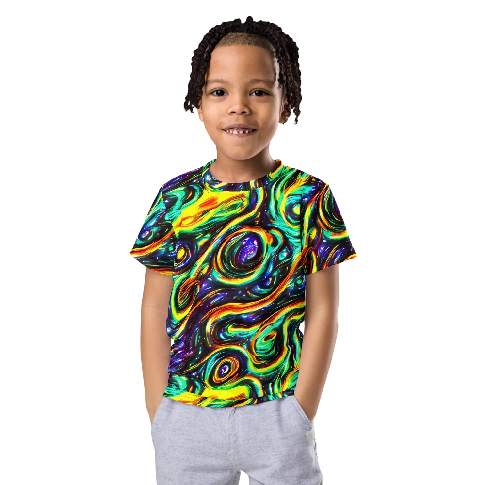 Warped Aurora on Kids Crew Neck T-Shirt — Front