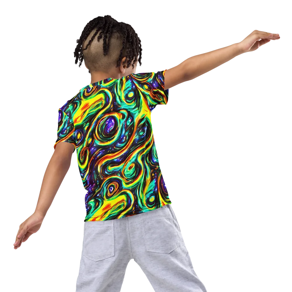 Warped Aurora on Kids Crew Neck T-Shirt — Back