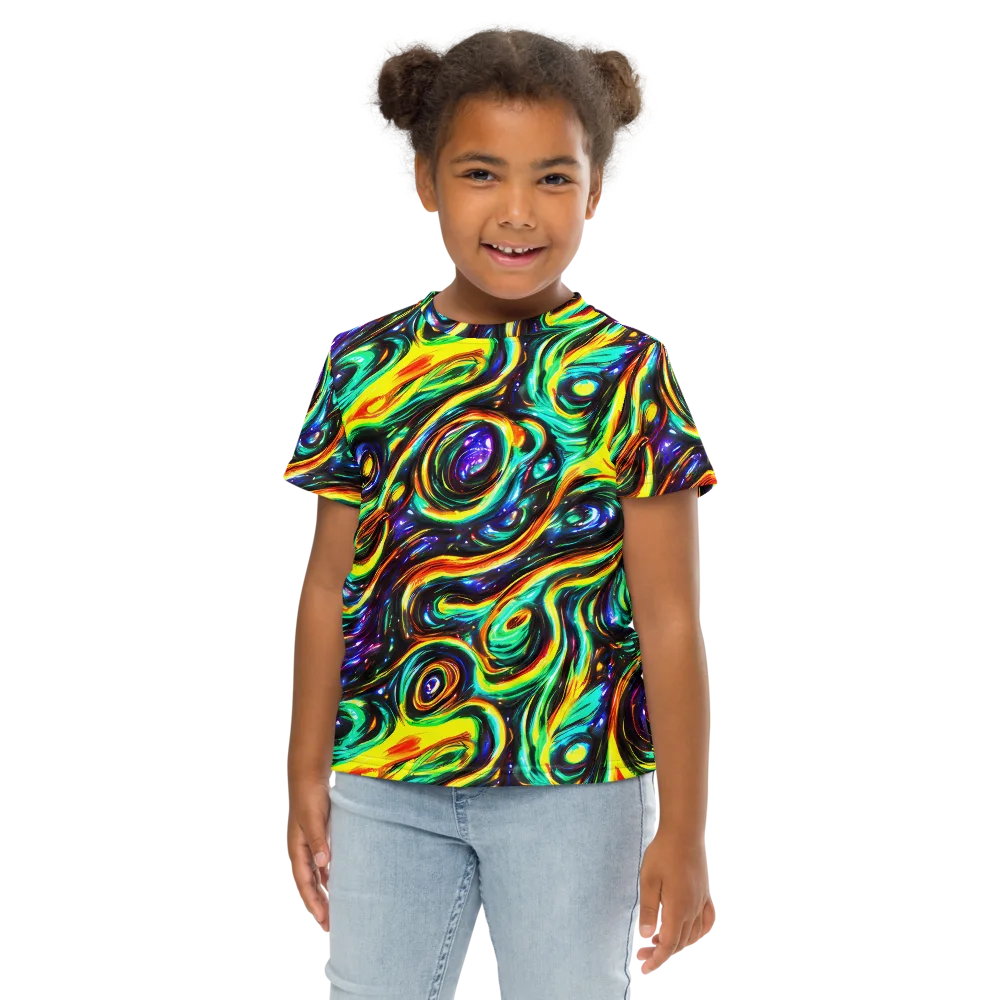 Warped Aurora on Kids Crew Neck T-Shirt — Front