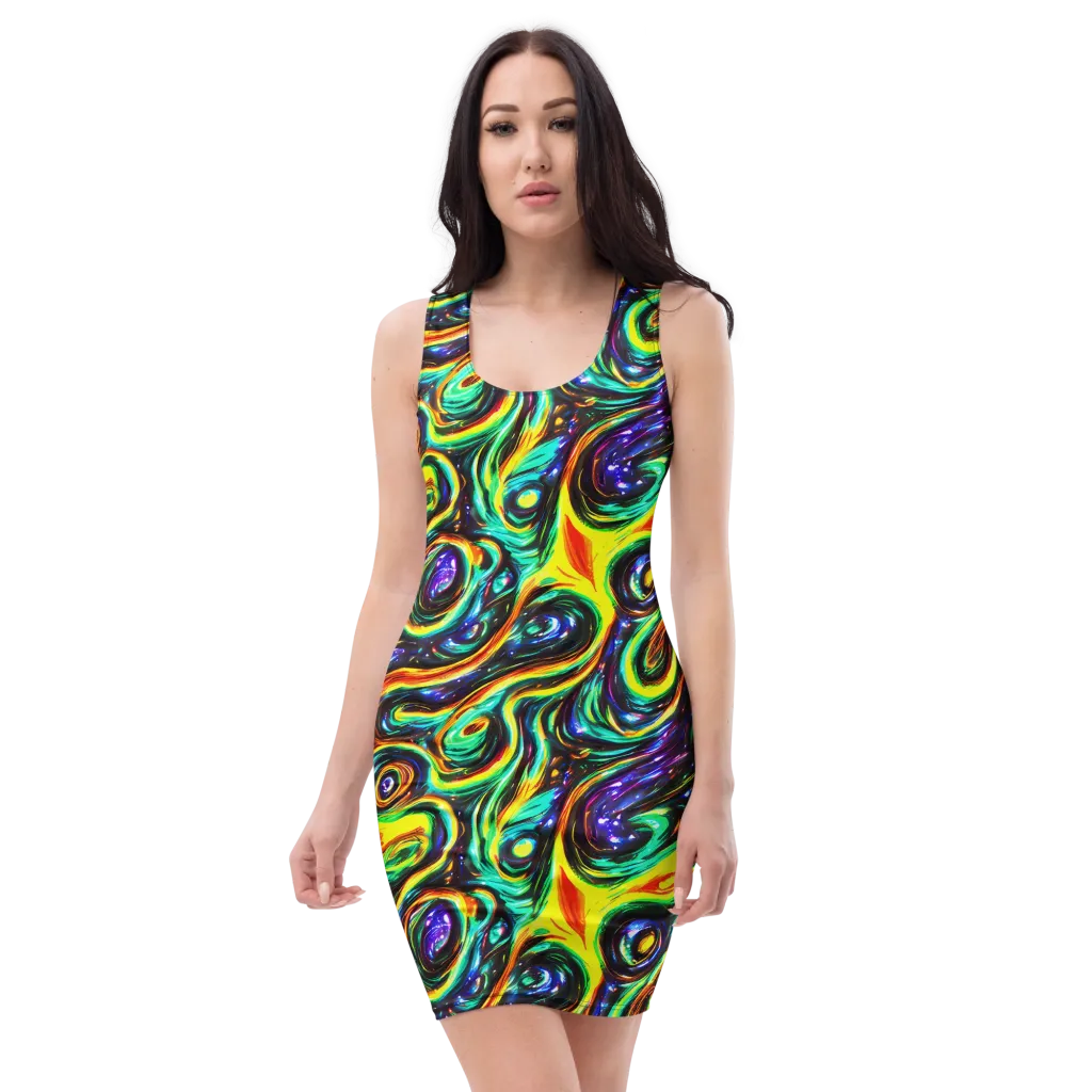 Warped Aurora on Bodycon Dress — Front