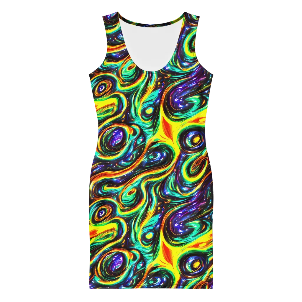 Warped Aurora on Bodycon Dress — Front