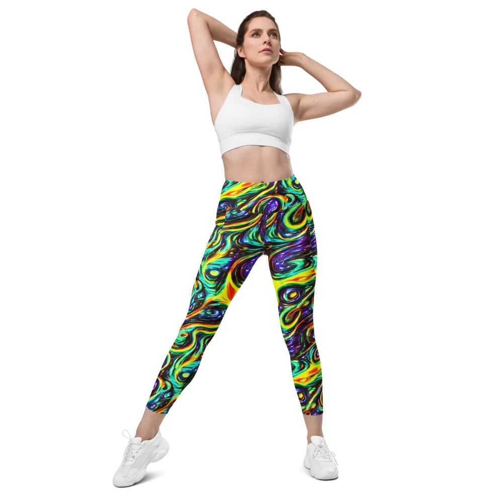 Warped Aurora on Leggings with Pockets — Front