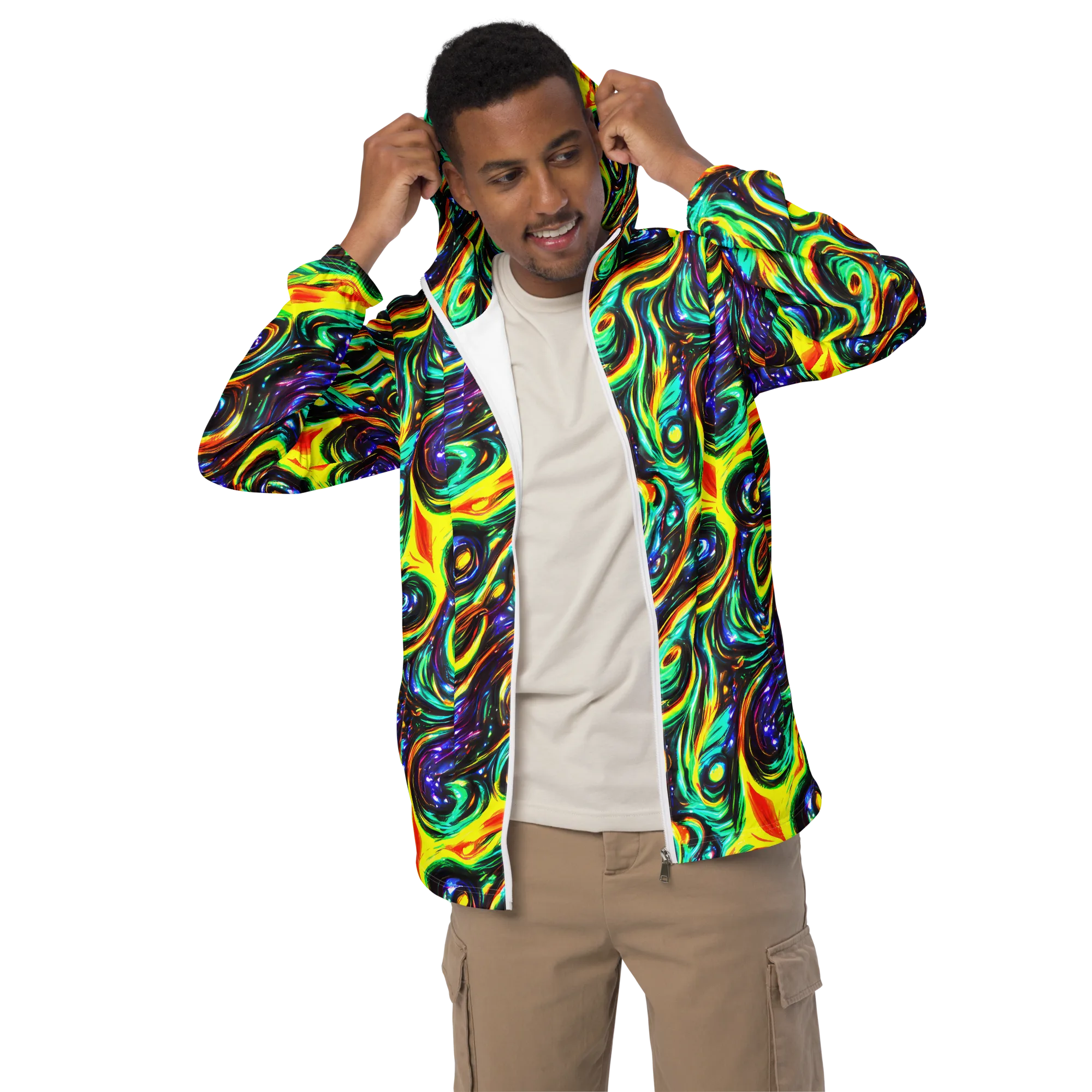 Warped Aurora on Men's Windbreaker — Front