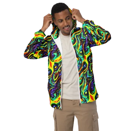 Warped Aurora on a Men's Windbreaker