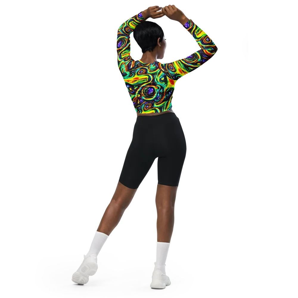 Warped Aurora on Long Sleeve Crop Top — Back